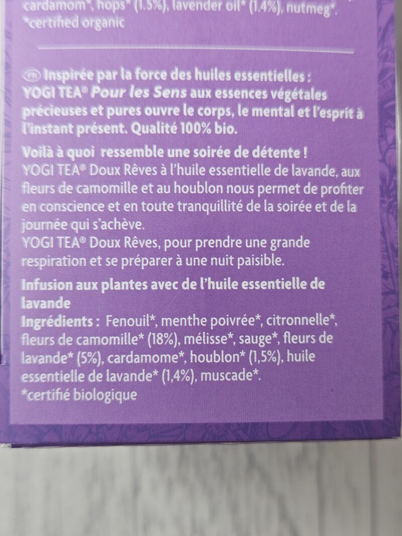 Tisane Yogi Tea pour les sens - DOUX REVES-  Boite de 17 sachets – Image 2