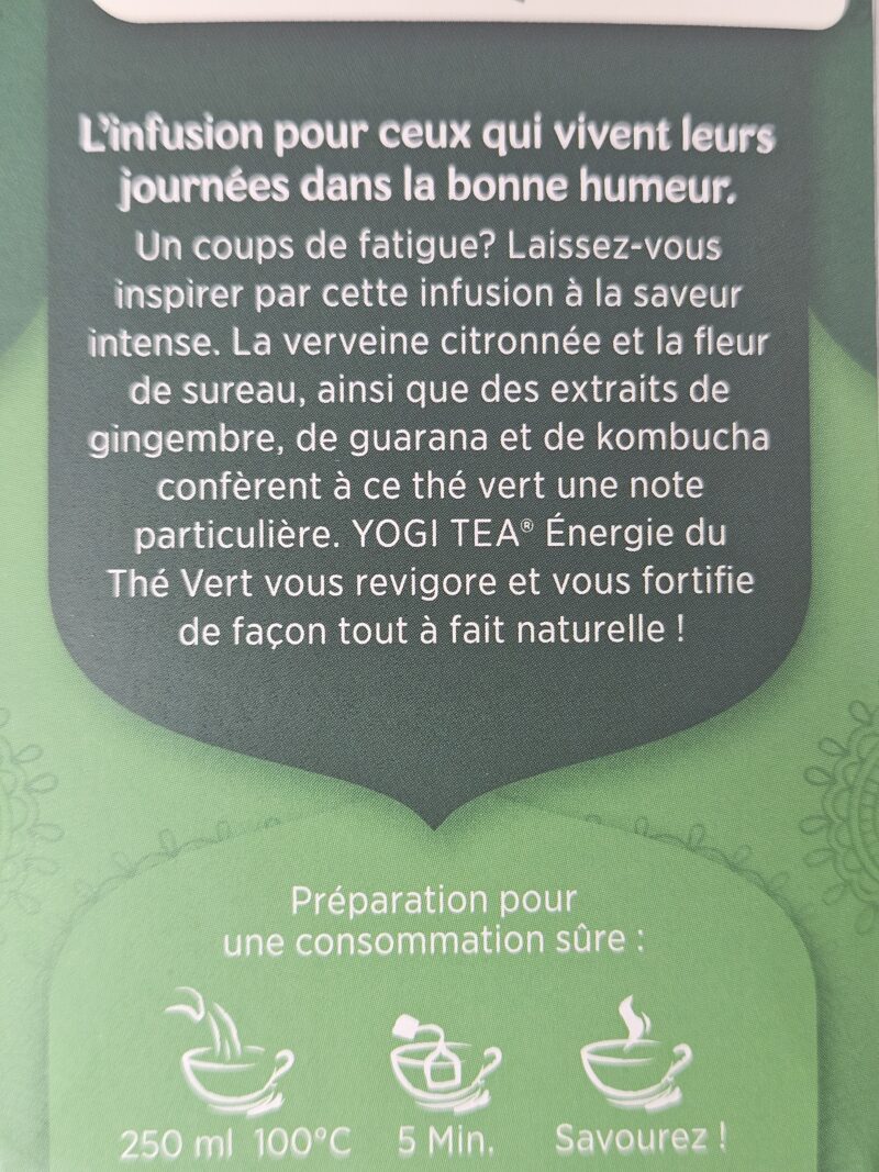 Tisane Yogi Tea ENERGIE DU THE VERT - Boite de 17 sachets – Image 2