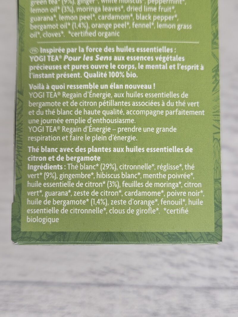 Tisane Yogi Tea pour les sens - REGAIN D'ENERGIE-  Boite de 17 sachets – Image 2