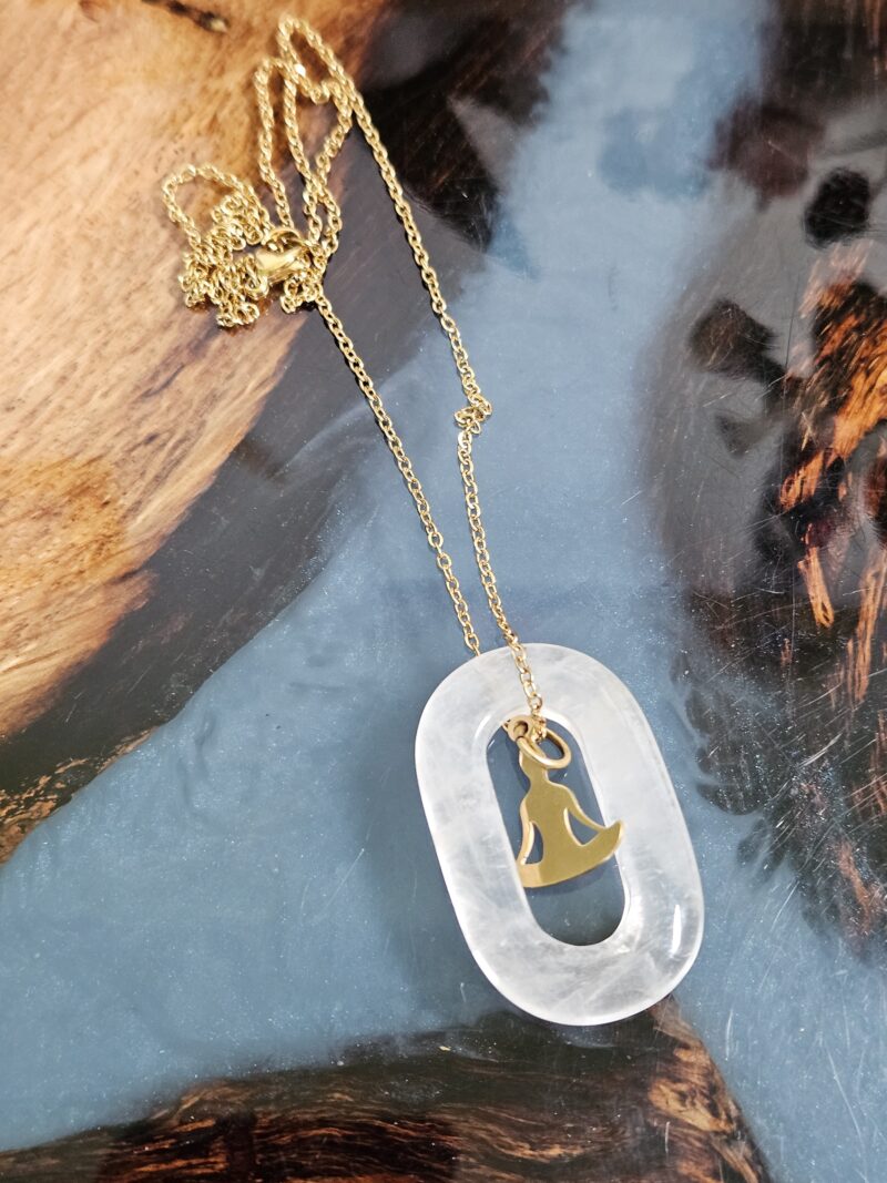 Collier YOGI avec Donut ovale en Cristal de Roche – Image 3