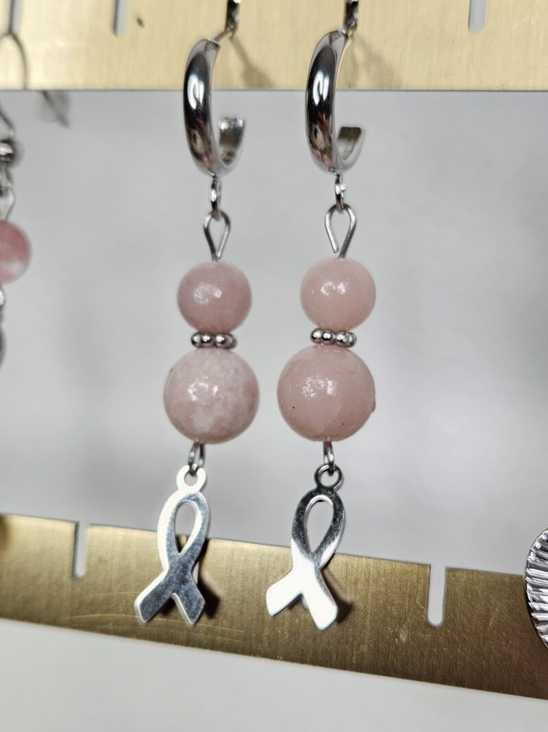 Boucles d'oreilles en Opale rose acier gris RUBAN