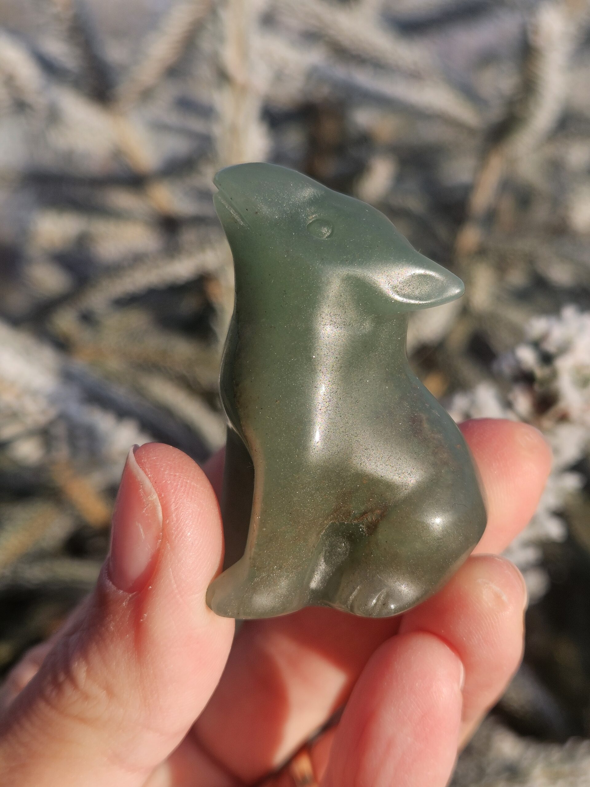 Personnage Loup en Aventurine verte
