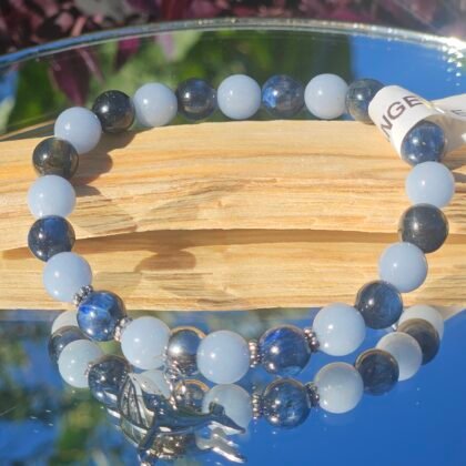 Bracelet en Cyanite et Angelite avec Baleine