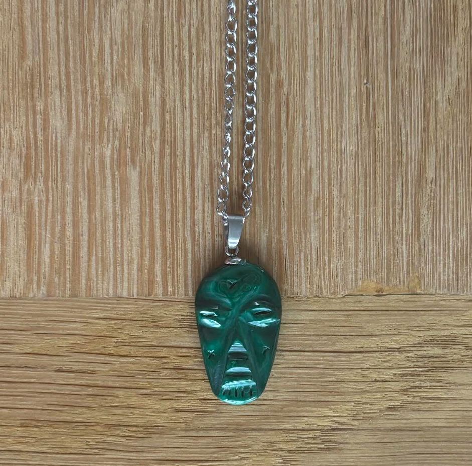 Collier Malachite Visage Indien