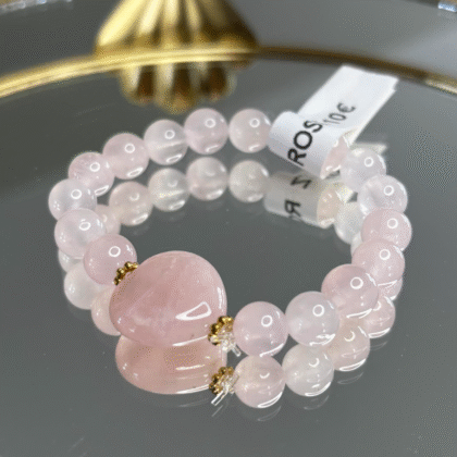 Bracelet en Quartz Rose avec cœur