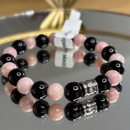 Bracelet en Onyx et Opale Rose