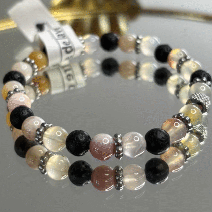 Bracelet en Agate et Pierre de Lave
