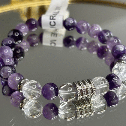 Bracelet en Améthyste et Cristal de roche