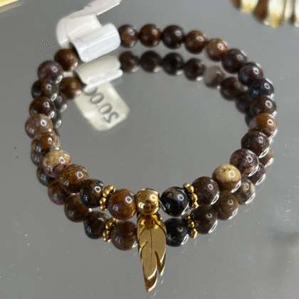 Bracelet en Piétersite Plume dorée