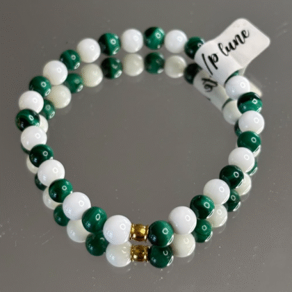 Bracelet en Malachite et Agate Plume