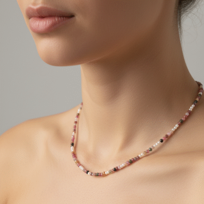 Collier Tourmaline Melon d'eau réglable