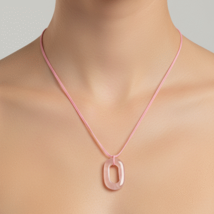 Collier avec Donut ovale en Quartz rose