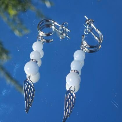 Boucles d'oreilles Angélite et ailes